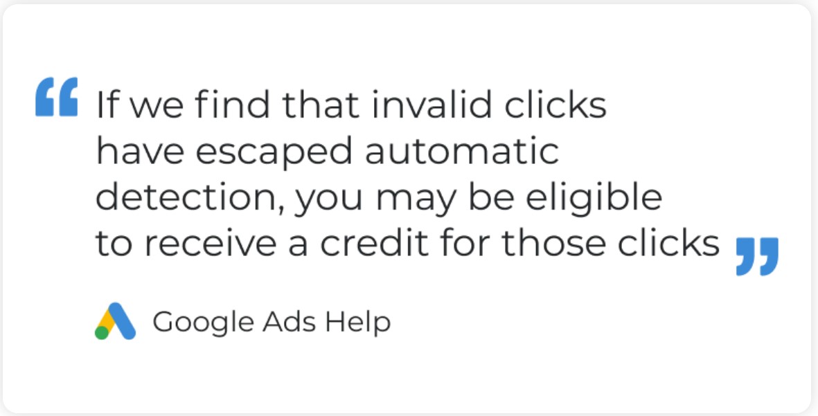 Google Ads invalid click refund help